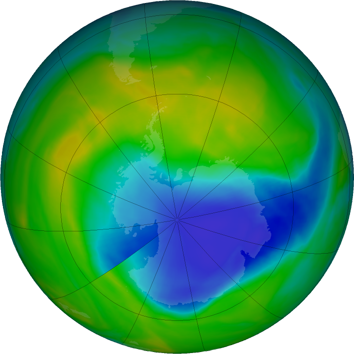 Antarctic ozone map for 21 November 2018